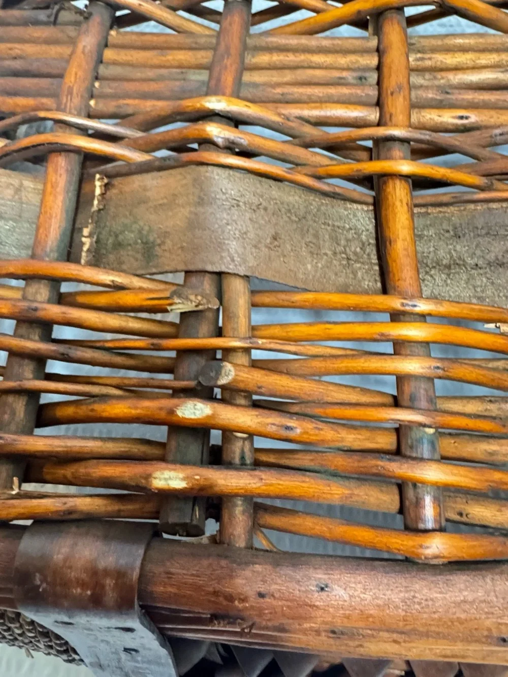 Vintage Woven Brown Rattan Storage Tray by
